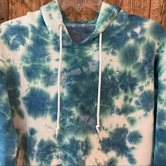 Artist Union Unisex Sz S Turquoise Tie-Dye Drawstring Hoodie Sweatshirt - Picture 7 of 7
